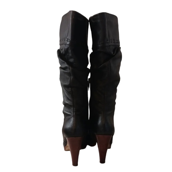 Guess Tall Black Leather Boots Knee High Heeled Boots - Picture 7 of 11